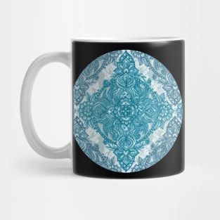 Teal & White Lace Pencil Doodle Mug